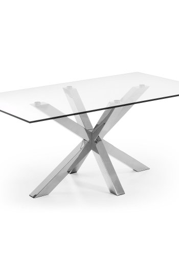 KAVE HOME Argo spisebord, rektangulrt - klart glass og slvstl (180x100)