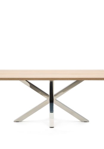 KAVE HOME Argo bord i melamin med naturlig finish og ben i rustfritt stl 180 x 100 cm