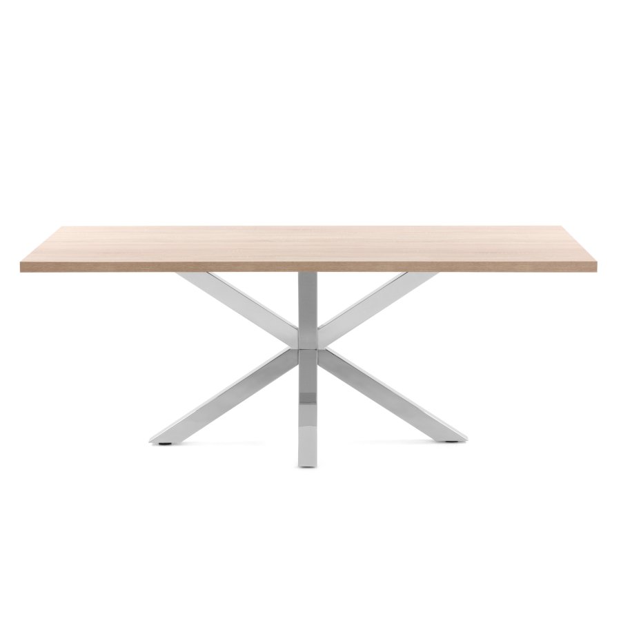 KAVE HOME Argo bord i melamin med naturlig finish og ben i rustfritt stl 180 x 100 cm