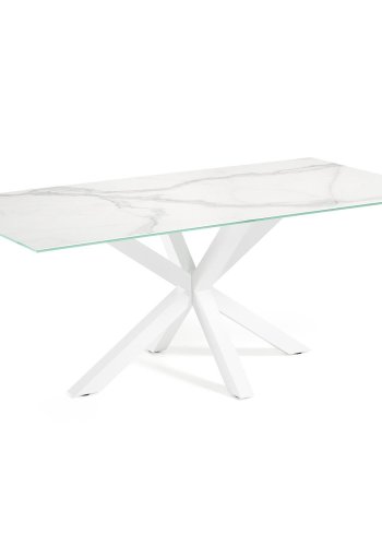 KAVE HOME Argo spisebord, rektangulrt - hvit Kalos keramikk og hvitt stl (200x100)