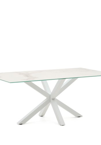 KAVE HOME Argo spisebord, rektangulrt - hvit Kalos keramikk og hvitt stl (200x100)