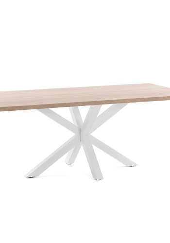 KAVE HOME Argo spisebord, rektangulrt - naturlig melamin og hvitt stl (200x100)