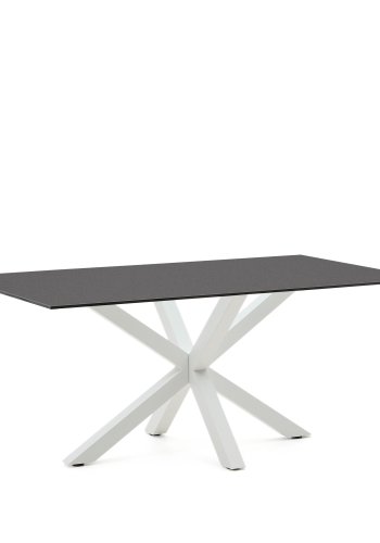 KAVE HOME Argo bord 180x100 cm, epoksy hvit og svart glass