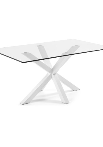 KAVE HOME Argo spisebord, rektangulrt - klart glass og hvitt stl (180x100)