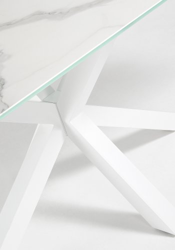 KAVE HOME Argo spisebord, rektangulrt - hvitt porselen og hvitt stl (180x100)