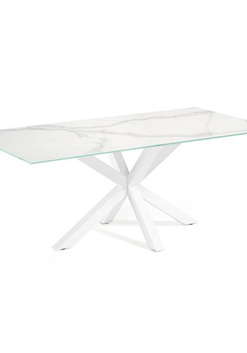 KAVE HOME Argo spisebord, rektangulrt - hvitt porselen og hvitt stl (180x100)
