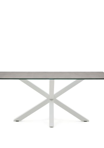 KAVE HOME Argo bord i Iron Moss porselen og stlben med hvit utfrelse, 180 x 100 cm