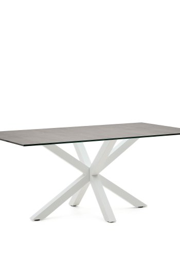 KAVE HOME Argo bord i Iron Moss porselen og stlben med hvit utfrelse, 180 x 100 cm