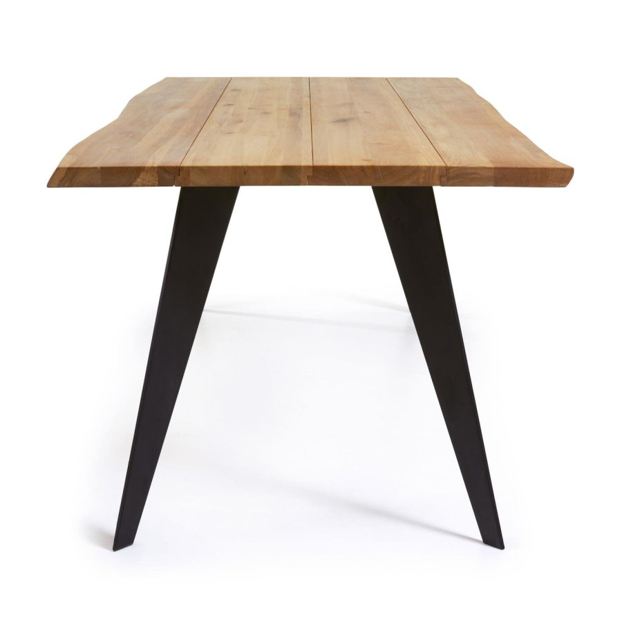 KAVE HOME Koda bord i eikefiner med naturlig finish og stlben med sort finish 160 x 90 cm