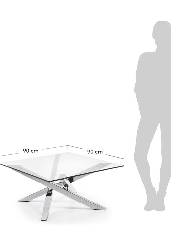 KAVE HOME Mikado salongbord - klart glass og slvstl (90x90)