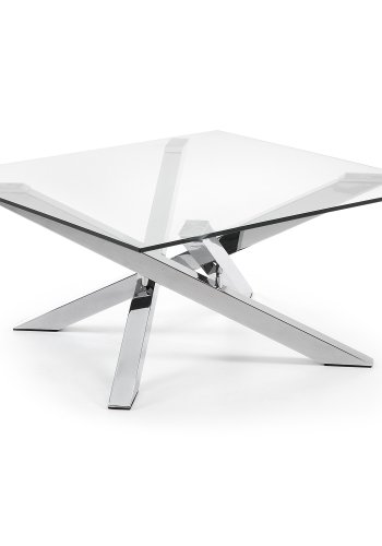 KAVE HOME Mikado salongbord - klart glass og slvstl (90x90)