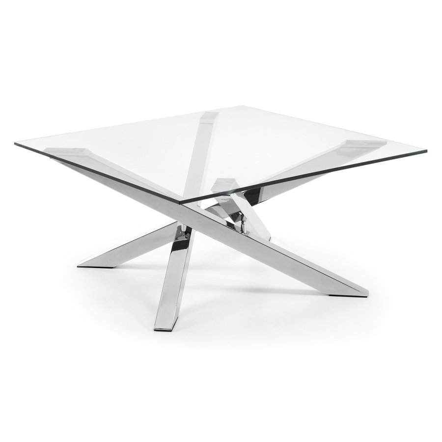 KAVE HOME Mikado salongbord - klart glass og slvstl (90x90)