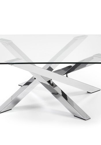 KAVE HOME Mikado salongbord - klart glass og slvstl (90x90)