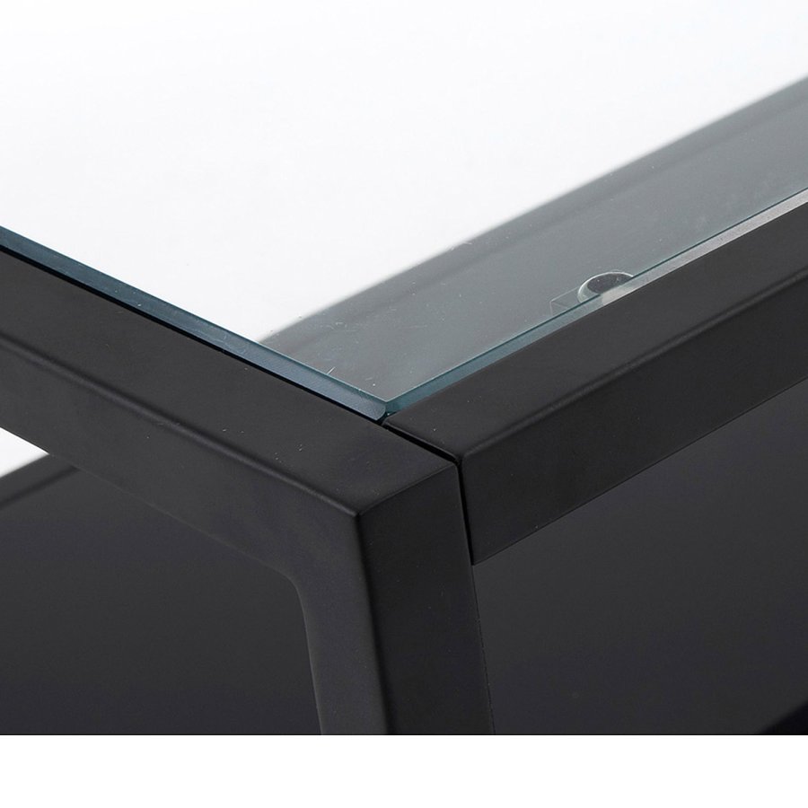 KAVE HOME Greenhill salongbord, med hylle - klart glass og sort stl (80x80)