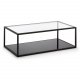 KAVE HOME Greenhill sofabord, m. hylde - klar glas og sort stl (110x60)