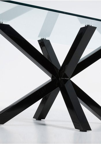 KAVE HOME Arya spisebord - klart glass og sort stl (200x100)