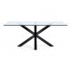 KAVE HOME Arya spisebord - klart glass og sort stl (200x100)