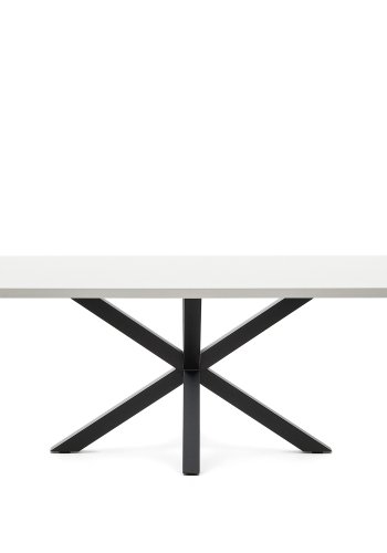 KAVE HOME Argo bord i melamin med hvit utfrelse og stlben med sort utfrelse 200 x 100 cm