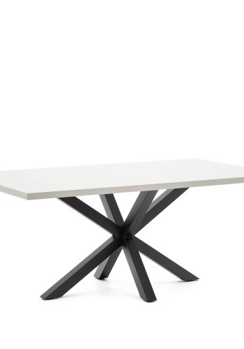 KAVE HOME Argo bord i melamin med hvit utfrelse og stlben med sort utfrelse 200 x 100 cm