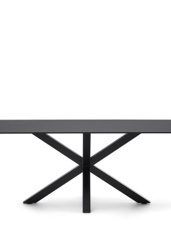 KAVE HOME Argo bord med svart glass og svarte stlben 180 x 190 cm