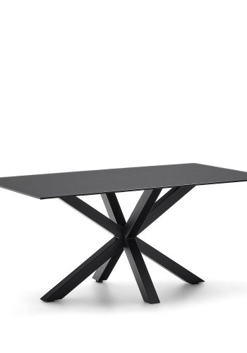 KAVE HOME Argo bord med svart glass og svarte stlben 180 x 190 cm