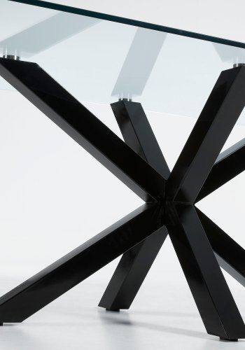 KAVE HOME Argo spisebord, rektangulrt - klart glass og sort stl (180x100)