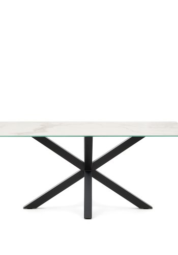 KAVE HOME Argo spisebord, rektangulrt - hvitt porselen og sort metall (180x100)