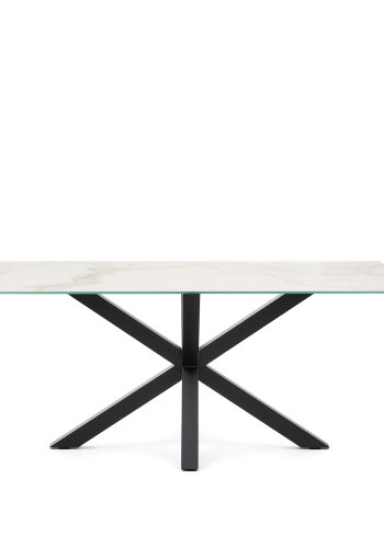 KAVE HOME Argo spisebord, rektangulrt - hvitt porselen og sort metall (180x100)