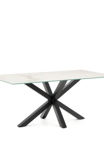 KAVE HOME Argo spisebord, rektangulrt - hvitt porselen og sort metall (180x100)