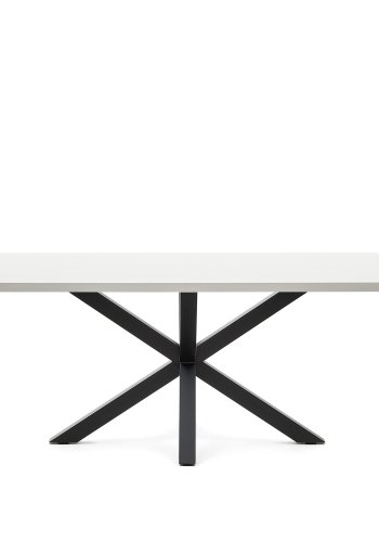 KAVE HOME Argo bord i melamin med hvit utfrelse og stlben med sort utfrelse 180 x 100 cm
