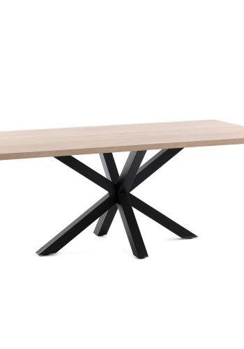 KAVE HOME Argo spisebord, rektangulrt - naturlig melamin og sort stl (180x100)