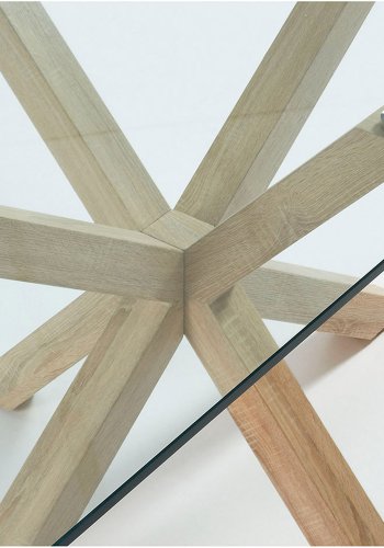 KAVE HOME Arya spisebord - klart glass og naturlig stl (200x100)