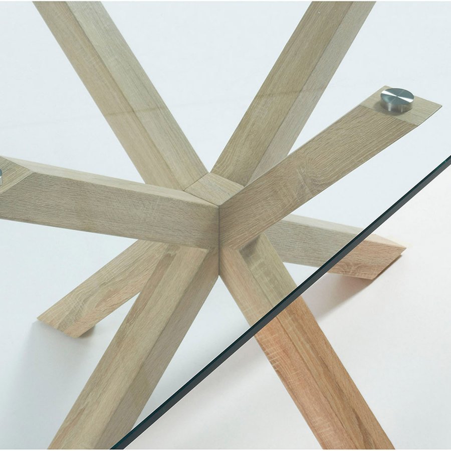 KAVE HOME Arya spisebord - klart glass og naturlig stl (200x100)