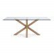 KAVE HOME Arya spisebord - klart glass og naturlig stl (200x100)
