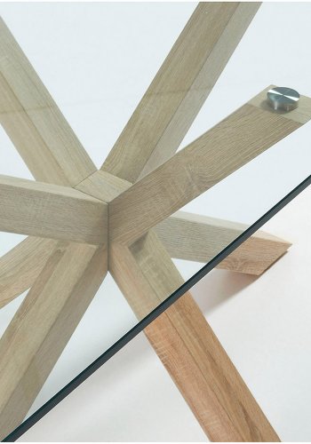 KAVE HOME Arya spisebord - klart glass og naturlig stl (180x100)