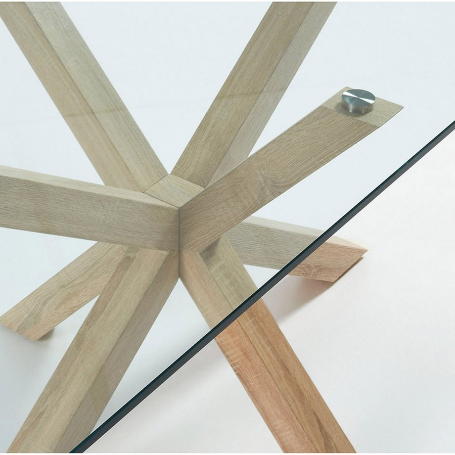 KAVE HOME Arya spisebord - klart glass og naturlig stl (180x100)