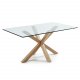 KAVE HOME Arya spisebord - klart glass og naturlig stl (180x100)