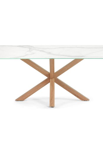 KAVE HOME Arya spisebord - hvitt porselen/glass og natur, rektangulrt (180x100)