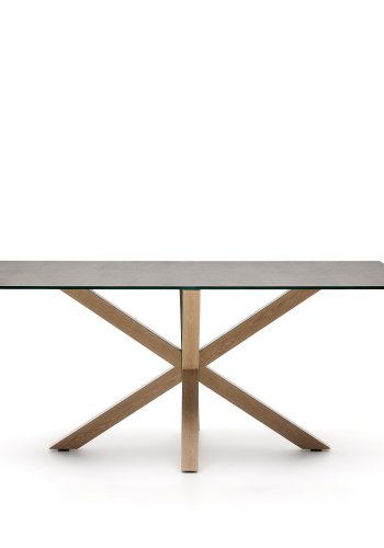 KAVE HOME Argo bord i Iron Moss-porselen og stlben med treeffekt, 180 x 100 cm