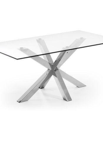 KAVE HOME Argo spisebord, rektangulrt - klart glass og slvstl (160x90)
