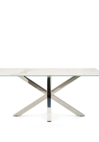 KAVE HOME Argo bord i hvitt Kalos-porselen og ben i rustfritt stl, 160 x 90 cm