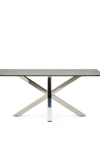 KAVE HOME Argo bord i Iron Moss-porselen og ben i rustfritt stl, 160 x 90 cm