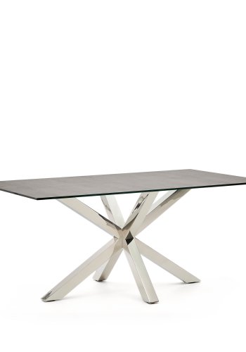 KAVE HOME Argo bord i Iron Moss-porselen og ben i rustfritt stl, 160 x 90 cm