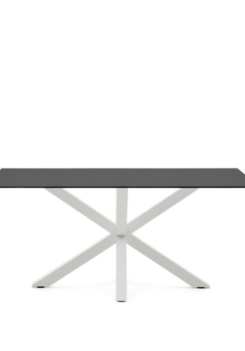 KAVE HOME Argo bord i frostet svart glass og stlben med hvit finish 160 x 90 cm