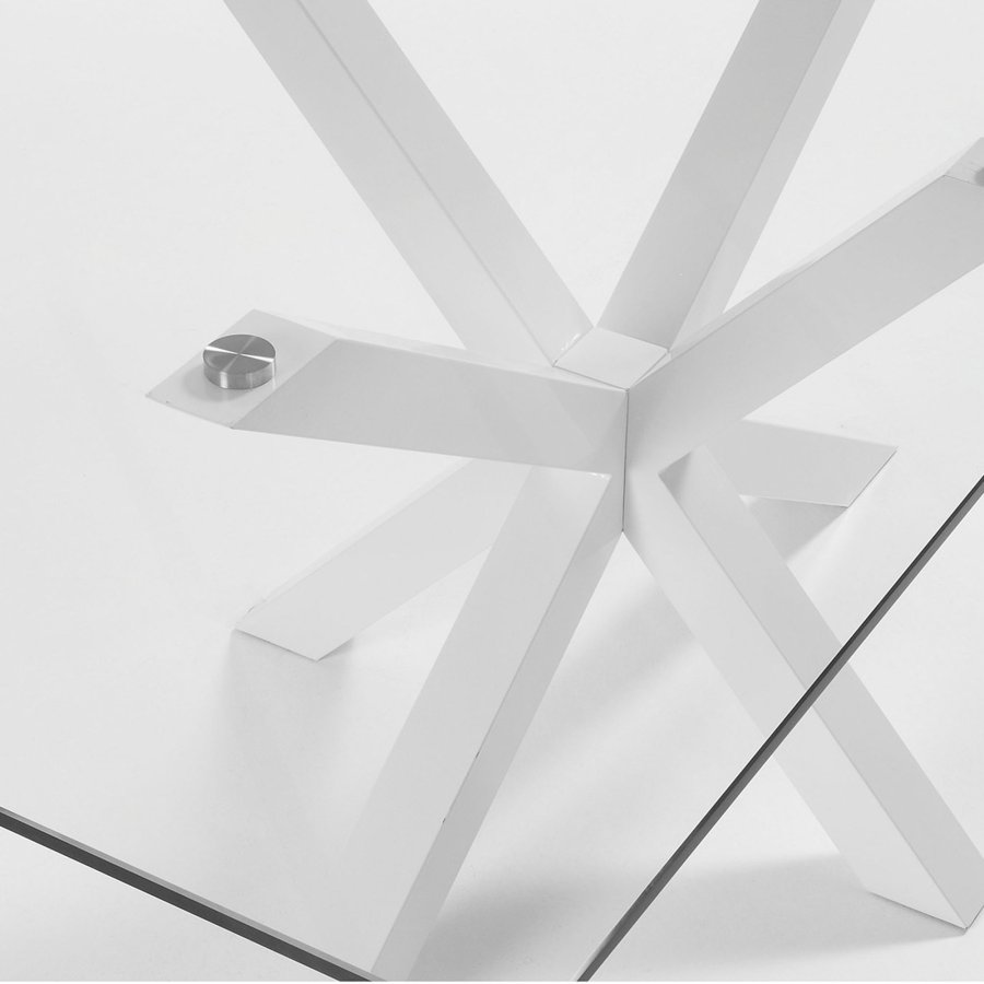 KAVE HOME Argo spisebord, rektangulrt - klart glass og hvitt stl (160x90)