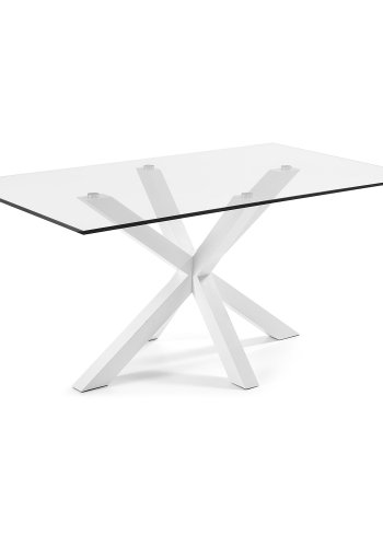 KAVE HOME Argo spisebord, rektangulrt - klart glass og hvitt stl (160x90)