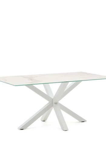 KAVE HOME Argo spisebord, rektangulrt - hvit Kalos keramikk og hvitt stl (160x90)