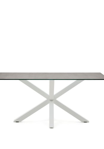 KAVE HOME Argo bord i Iron Moss porselen og stlben med hvit utfrelse, 160 x 90 cm