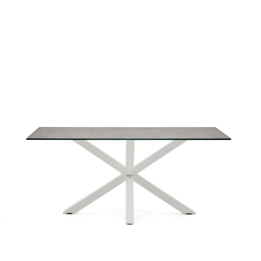 KAVE HOME Argo bord i Iron Moss porselen og stlben med hvit utfrelse, 160 x 90 cm