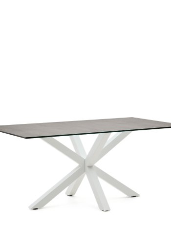 KAVE HOME Argo bord i Iron Moss porselen og stlben med hvit utfrelse, 160 x 90 cm